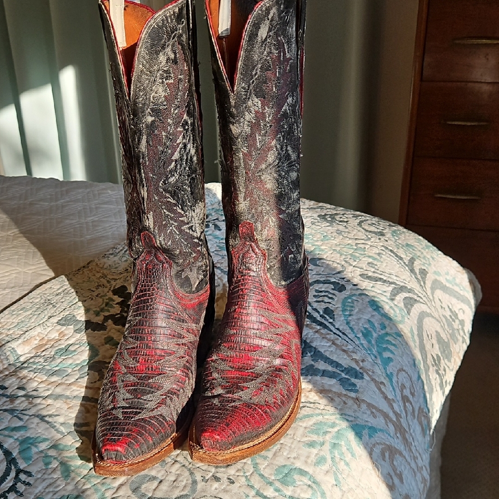 Lucchese Red and Black Leather Boots